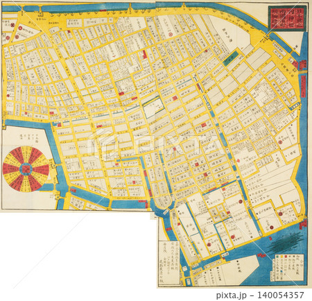古地図「江戸切絵図」日本橋北内神田両国浜町明細絵図 古地図「江戸切絵図」日本橋北内神田両国浜町明細絵図 140054357