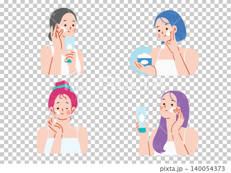 婦女做皮膚護理的插圖集 婦女做皮膚護理的插圖集 140054373