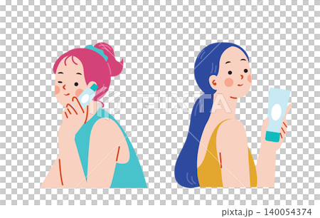 Illustration set of women doing skin care Illustration set of women doing skin care 140054374