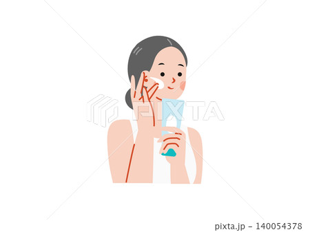 スキンケアをする女性のイラスト 140054378