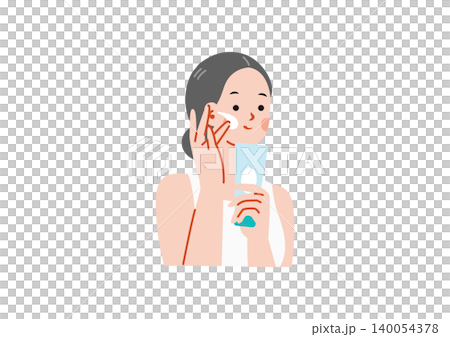 Illustration of a skin care woman Illustration of a skin care woman 140054378