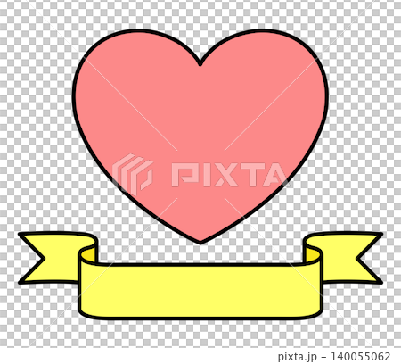 A red heart and a horizontal yellow ribbon A red heart and a horizontal yellow ribbon 140055062