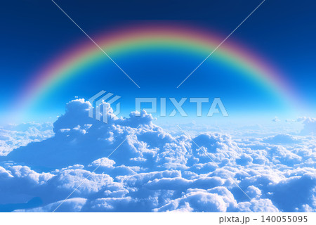 青空と雲海が広がる天空の絶景パノラマ 青空と雲海が広がる天空の絶景パノラマ 140055095