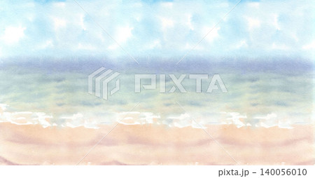 Horisontal seascape. Watercolor illustration. Handmade art work. For packaging design, cards, cover, prints, product labels and fabric Horisontal seascape. Watercolor illustration. Handmade art work. For packaging design, cards, cover, prints, product labels and fabric 140056010