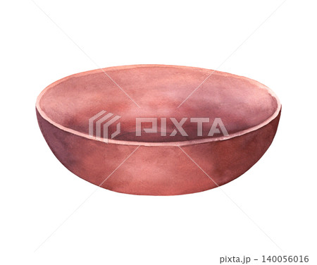 Bowl. Watercolor illustration. Handmade art work. For packaging design, cards, cover, prints, product labels and fabric. 140056016