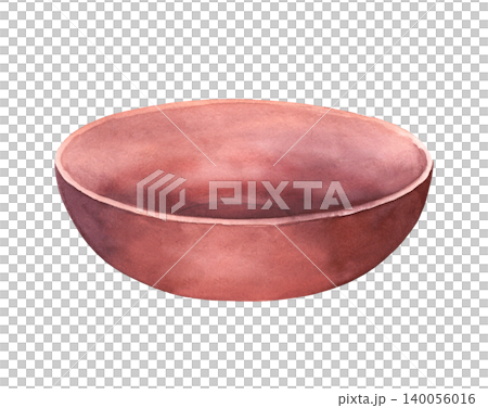 Bowl. Watercolor illustration. Handmade art work. For packaging design, cards, cover, prints, product labels and fabric. 140056016