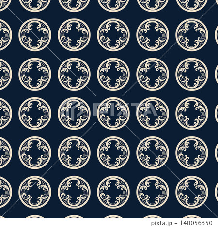 Indigo Japanese Wave Crest Seamless Pattern Background Indigo Japanese Wave Crest Seamless Pattern Background 140056350