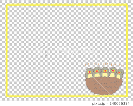 ママパパの帰りを待つ、お留守番中の小さくてかわいいツバメのひなの手描きイラスト 140056354