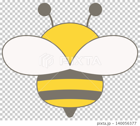 Cute Chubby Bee Character Back View Cartoon for Kids Nature Adventure 140056377