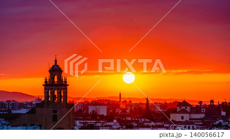 Sunrise over the city of Cordoba, Spain, with views of the historic centre. Sunrise over the city of Cordoba, Spain, with views of the historic centre. 140056617