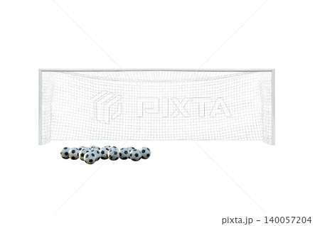 football goal and soccer balls isolated on white background football goal and soccer balls isolated on white background 140057204
