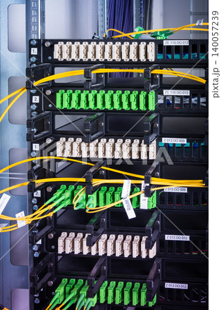 Fiber Optic cables connected to an optic ports Fiber Optic cables connected to an optic ports 140057239