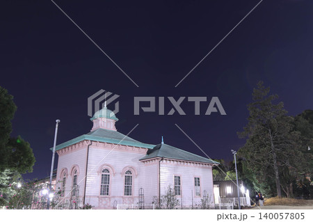 【神奈川県平塚市の名所】八幡山の洋館(夜景) 【神奈川県平塚市の名所】八幡山の洋館(夜景) 140057805