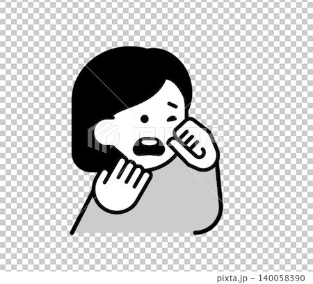 一個簡單的圖標插圖，描繪了一位牙痛難忍的女士。 140058390