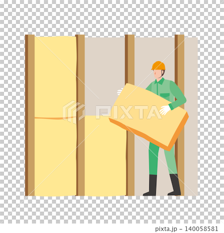 工人在安裝保溫材料 工人在安裝保溫材料 140058581