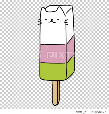 hand drawn illustration of a cute white cat popsicle hand drawn illustration of a cute white cat popsicle 140058673