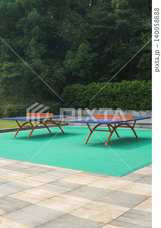 Outdoor Ping Pong Tables in a Park Outdoor Ping Pong Tables in a Park 140058688