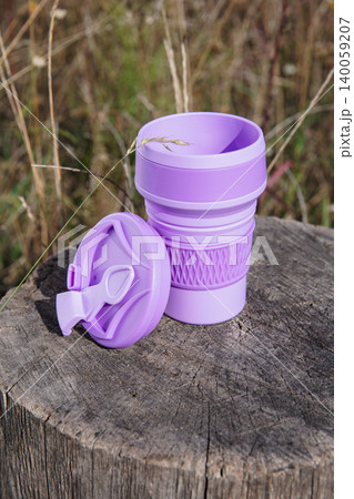 Foldable silicone violet cup for drinks Foldable silicone violet cup for drinks 140059207
