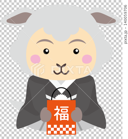 福袋を持つ未年の羊キャラクター 福袋を持つ未年の羊キャラクター 140059706