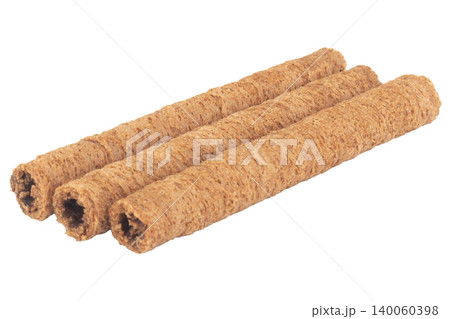 Chocolate cylinder rolled dark isolated on white background Chocolate cylinder rolled dark isolated on white background 140060398