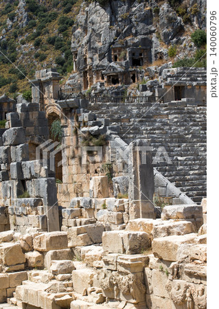 Ancient rock-cut tombs in Myra, Demre, Turkey Ancient rock-cut tombs in Myra, Demre, Turkey 140060796