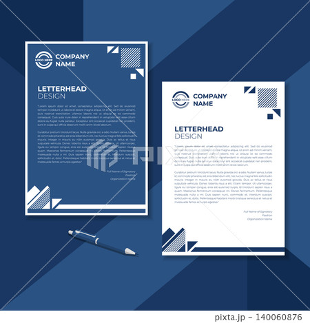 Corporate Blue Geometric Letterhead Template for Business Stationeries 140060876