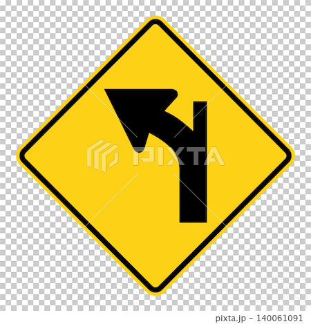 American road sign: Intersection within a curve American road sign: Intersection within a curve 140061091