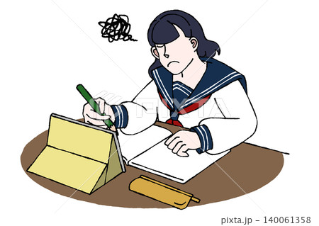 女子学生 勉強 分からない 悩む 苦手 オンライン学習 イラスト 女子学生 勉強 分からない 悩む 苦手 オンライン学習 イラスト 140061358