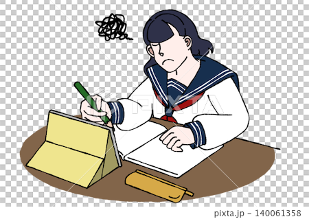 女子学生 勉強 分からない 悩む 苦手 オンライン学習 イラスト 女子学生 勉強 分からない 悩む 苦手 オンライン学習 イラスト 140061358