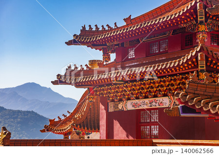 Wen Wu Temple eaves above Sun Moon Lake Wen Wu Temple eaves above Sun Moon Lake 140062566