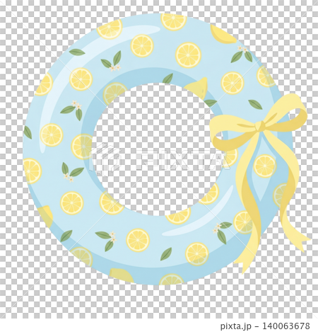 Lemon Pattern Swim Ring Isolated on Transparent Background 140063678