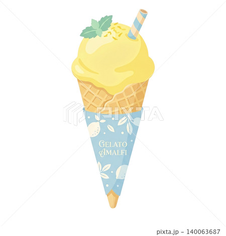 Amalfi Lemon Gelato Ice Cream Cone Isolated on Transparent Background Amalfi Lemon Gelato Ice Cream Cone Isolated on Transparent Background 140063687