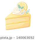 Lemon Cream Cake Slice Isolated on Transparent Background 140063692