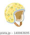 Retro Scooter Helmet with Lemon Pattern Isolated on Transparent Background 140063695