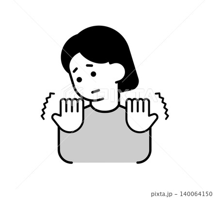 手のしびれ・震えを訴える女性のアイコンイラスト 手のしびれ・震えを訴える女性のアイコンイラスト 140064150