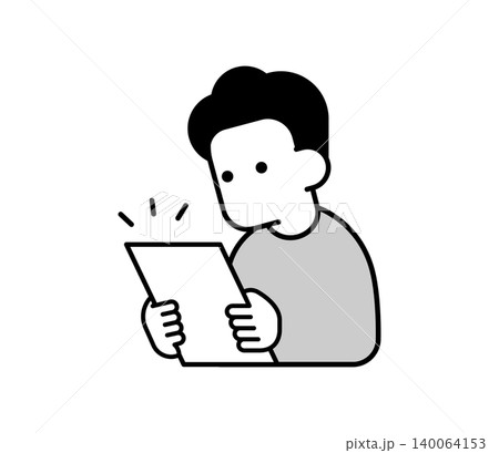 書類・結果を読む男性のアイコンイラスト 書類・結果を読む男性のアイコンイラスト 140064153