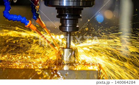 CNC milling machine work and  Coolant and lubrication in metalwork industry 140064284