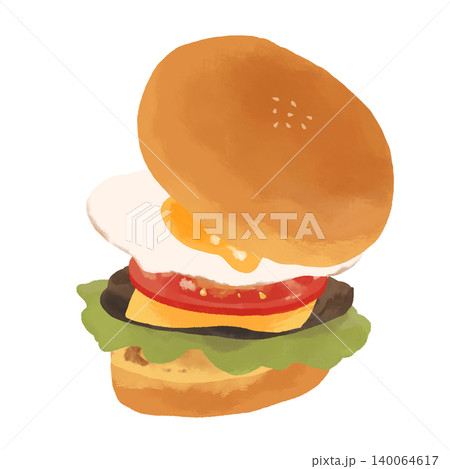 美味しそうなハンバーガーのイラスト 140064617