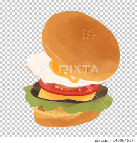 美味しそうなハンバーガーのイラスト 140064617