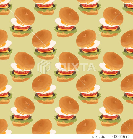 たくさんのハンバーガーのパターン 140064650