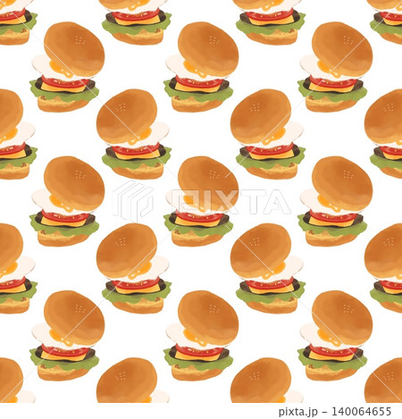 たくさんのハンバーガーのパターン 140064655