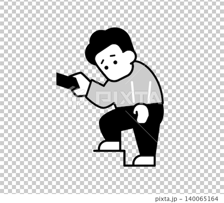 階段が辛い男性・疲れ・力が入らない症状のアイコンイラスト 140065164