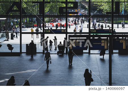 Silhouettes of People Inside Rotterdam Central Station 140066097