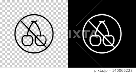 Line icons without cherries. A monochrome vector illustration set of white and black lines. Line icons without cherries. A monochrome vector illustration set of white and black lines. 140066228