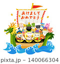 未年の七福神が乗った宝船 140066304