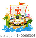 未年の七福神が乗った宝船 140066306