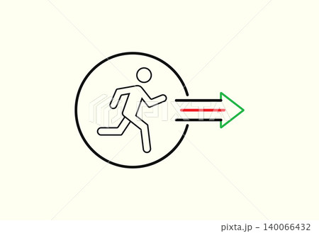 Emergency exit sign symbol with emergency evacuation navigation pictogram Emergency exit sign symbol with emergency evacuation navigation pictogram 140066432