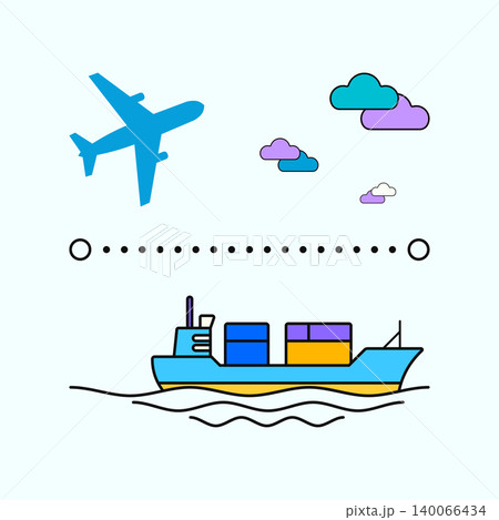 Conceptual illustration of global shipping logistics by air and sea Conceptual illustration of global shipping logistics by air and sea 140066434