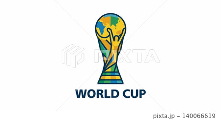 World cup soccer trophy icon illustration with worldcup football competition championship illustration colorful tournament achievement athletic international champion brilliant branding 140066619