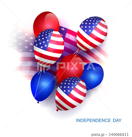 American Independence Day. Isolated illustration with a set of balloons on a white background American Independence Day. Isolated illustration with a set of balloons on a white background 140066811